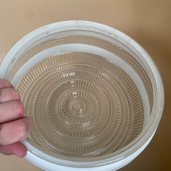 Vintage Ceiling Light Fixture Bullseye Frosted Shade - Picture 5 of 6